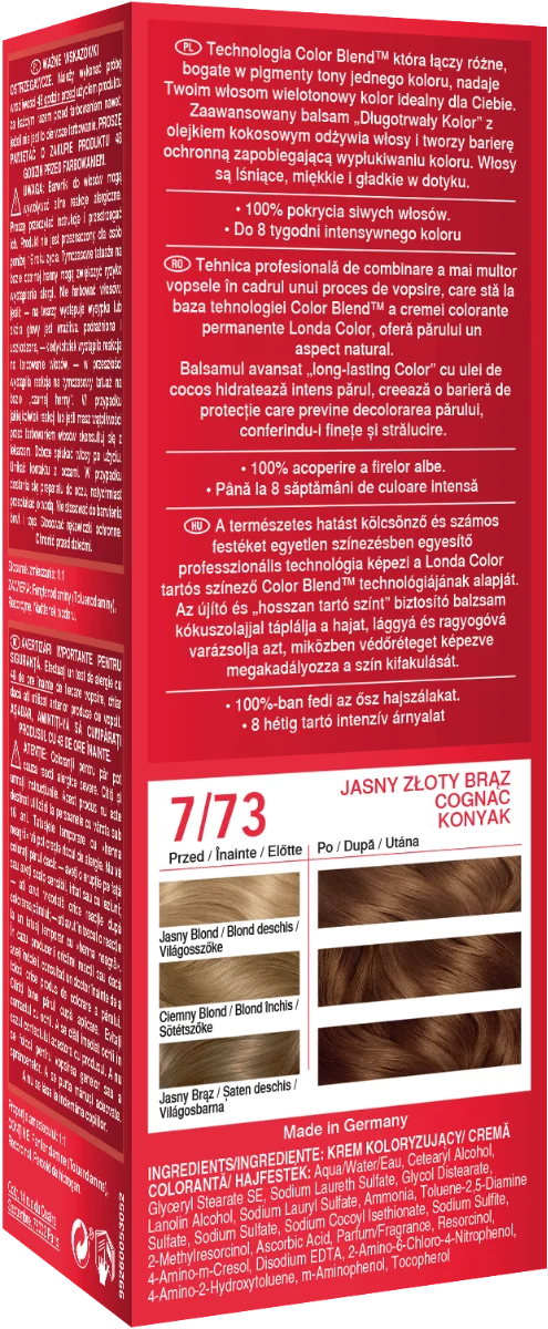 Vopsea de par permanenta 7/73 Blond coniac, 110ml, Londa