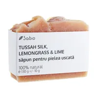 Sapun natural pentru pielea uscata cu tussah silk + lemongrass si lime, 130g, Sabio