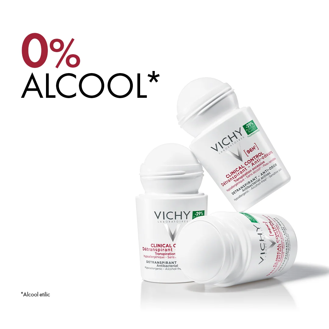 Pachet Deodorant roll-on Clinical Control 96H Antitranspirant, 2 x 50ml, Vichy