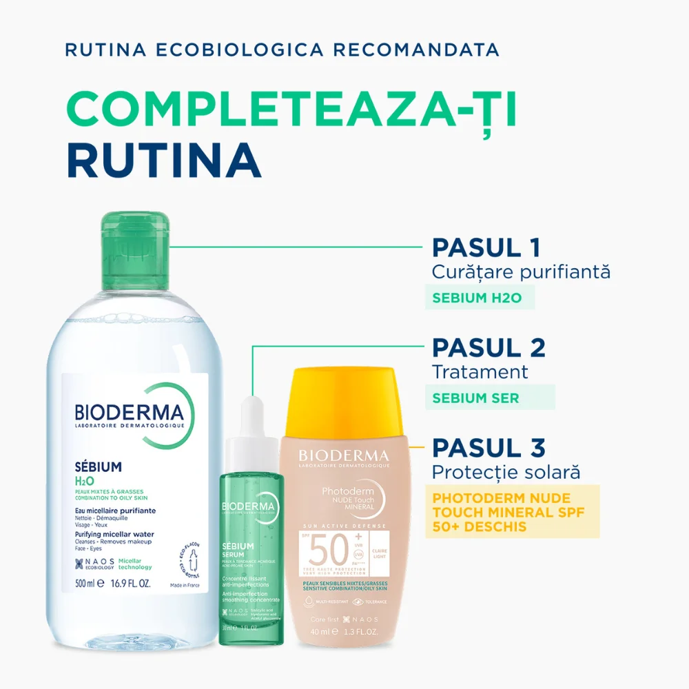 Fluid Nude Touch Mineral pentru ten deschis cu SPF50+ Photoderm, 40ml, Bioderma