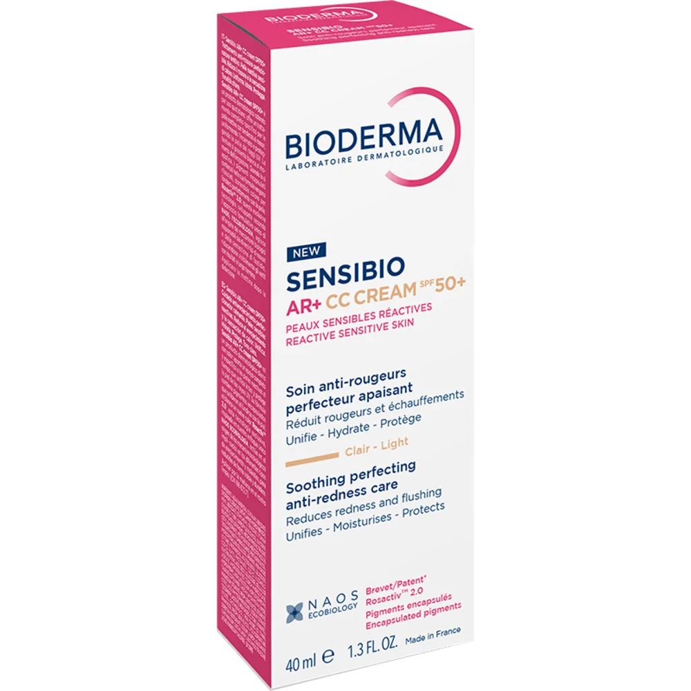 Crema corectoare cu protectie solara pentru piele reactiva cu roseata Sensibio AR+ CC Cream SPF 50+, 40ml, Bioderma