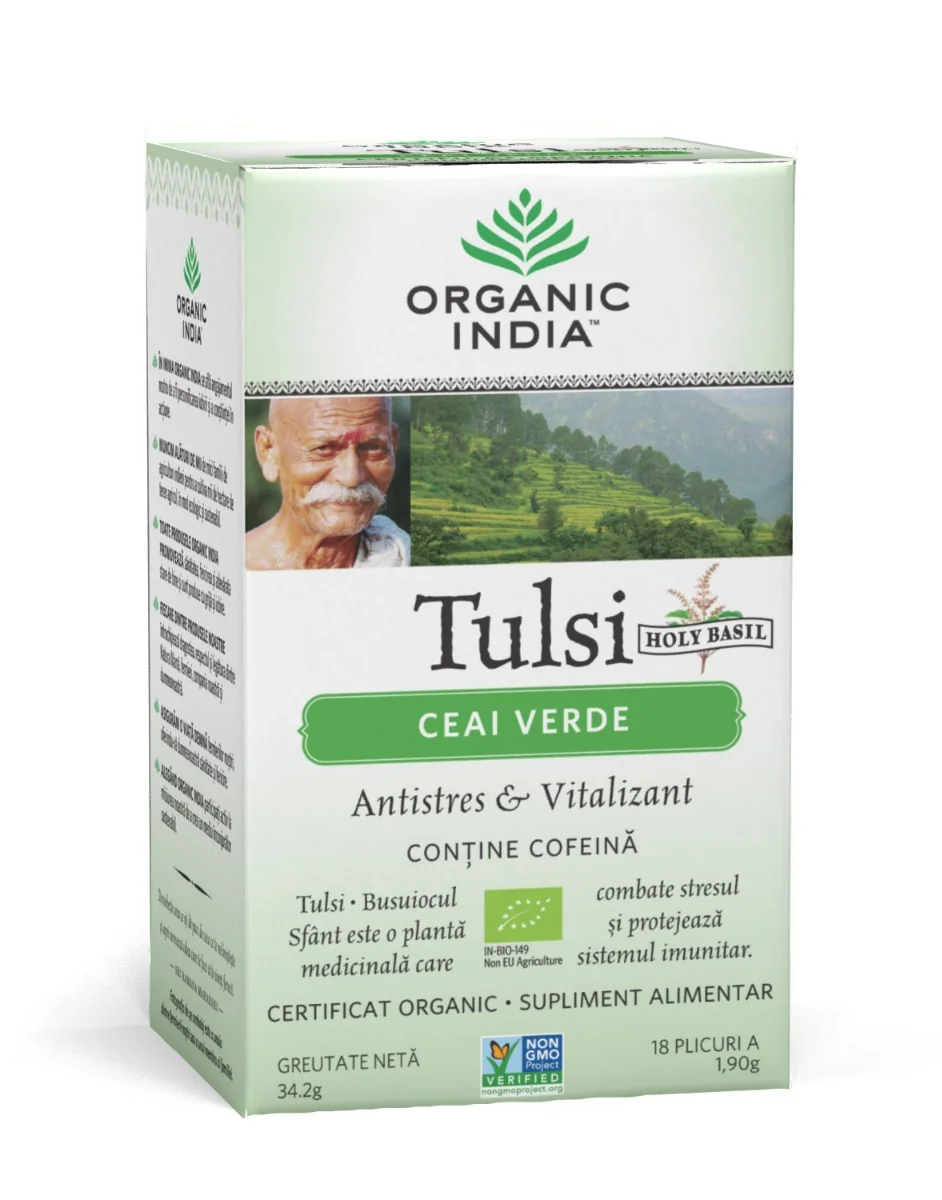 Tulsi Ceai Verde, 18 plicuri, Organic India