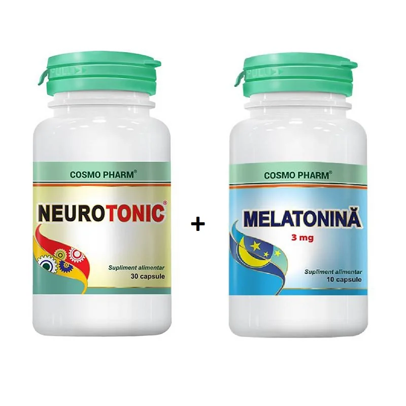 Pachet Neurotonic 30 capsule + Melatonina 3mg 10 capsule Gratuit, Cosmopharm