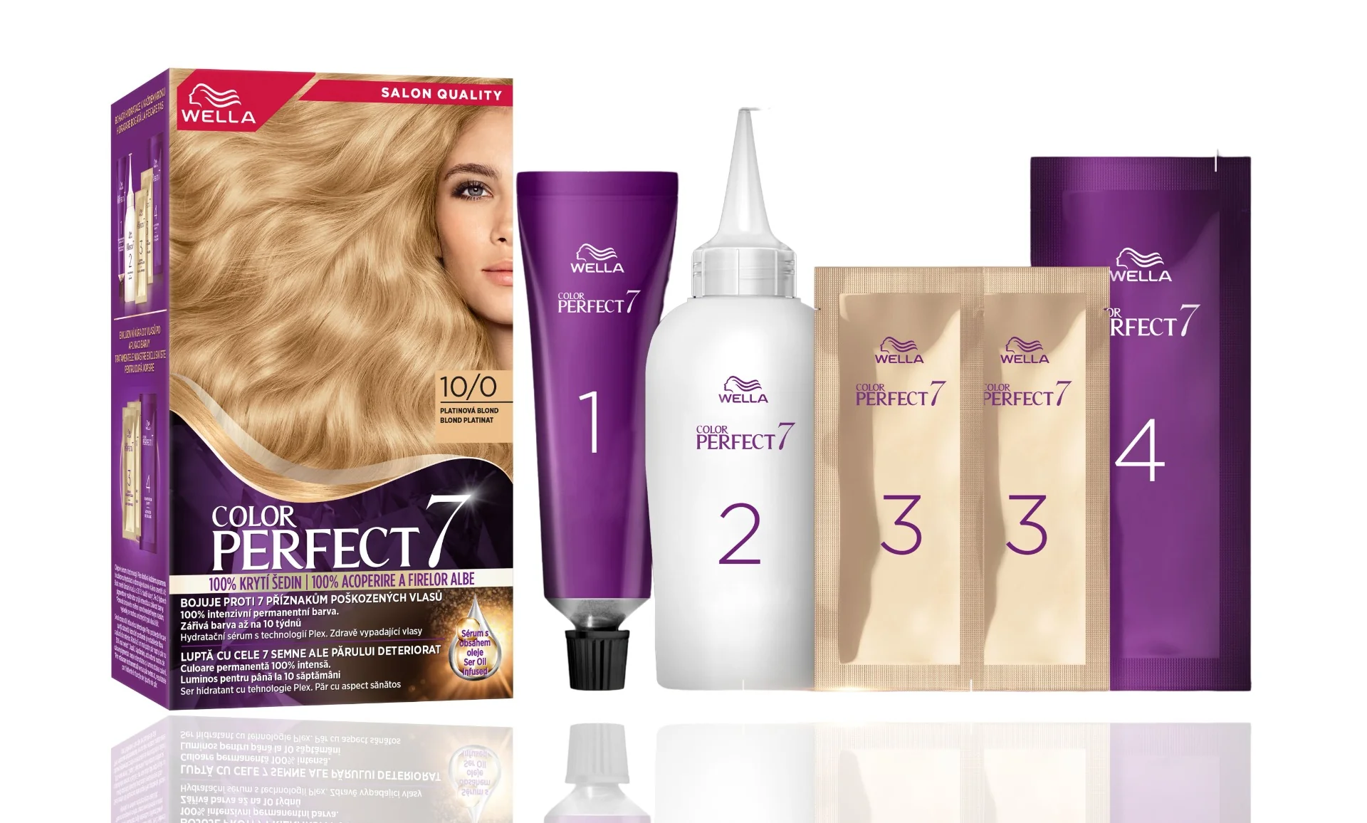 Vopsea de par permanenta Blond Platinat 10/0 Color Perfect, 135ml, Wella