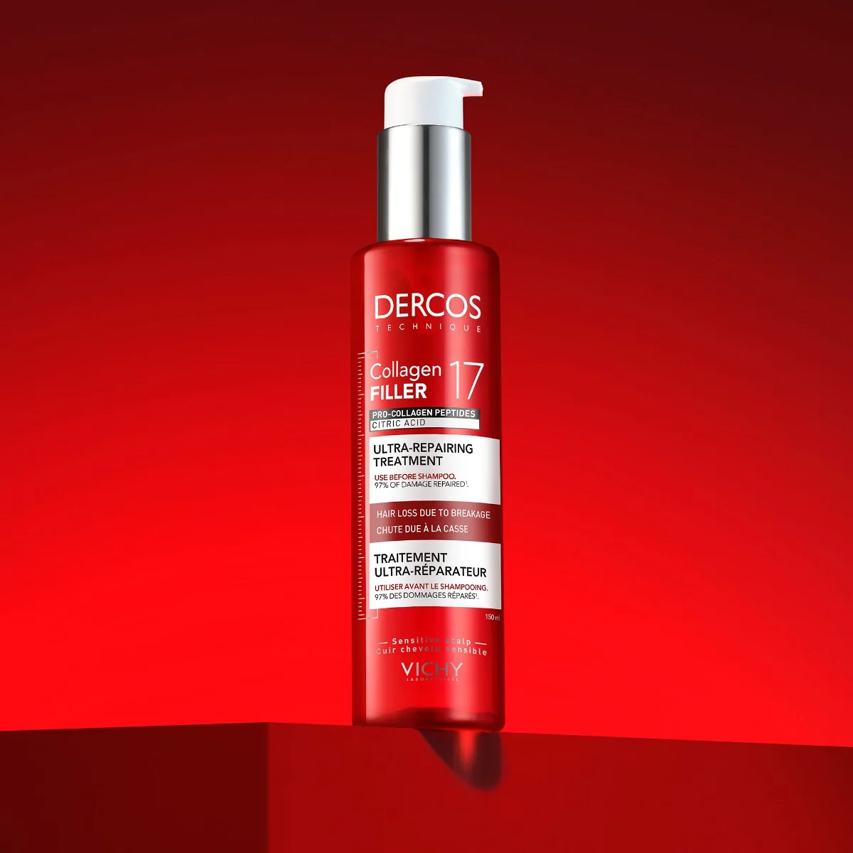Tratament ultra-reparator cu peptide pro-colagen si acid citric Dercos Collagen 17 Filler, 150ml, Vichy