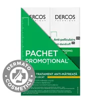 Pachet promotional Sampon anti-matreata pentru par uscat Dercos, 2 x 200ml, Vichy