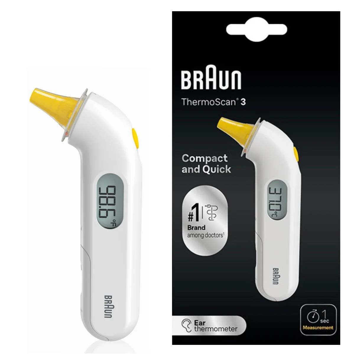 Termometru auricular Thermoscan 3, 1 bucata, Braun 