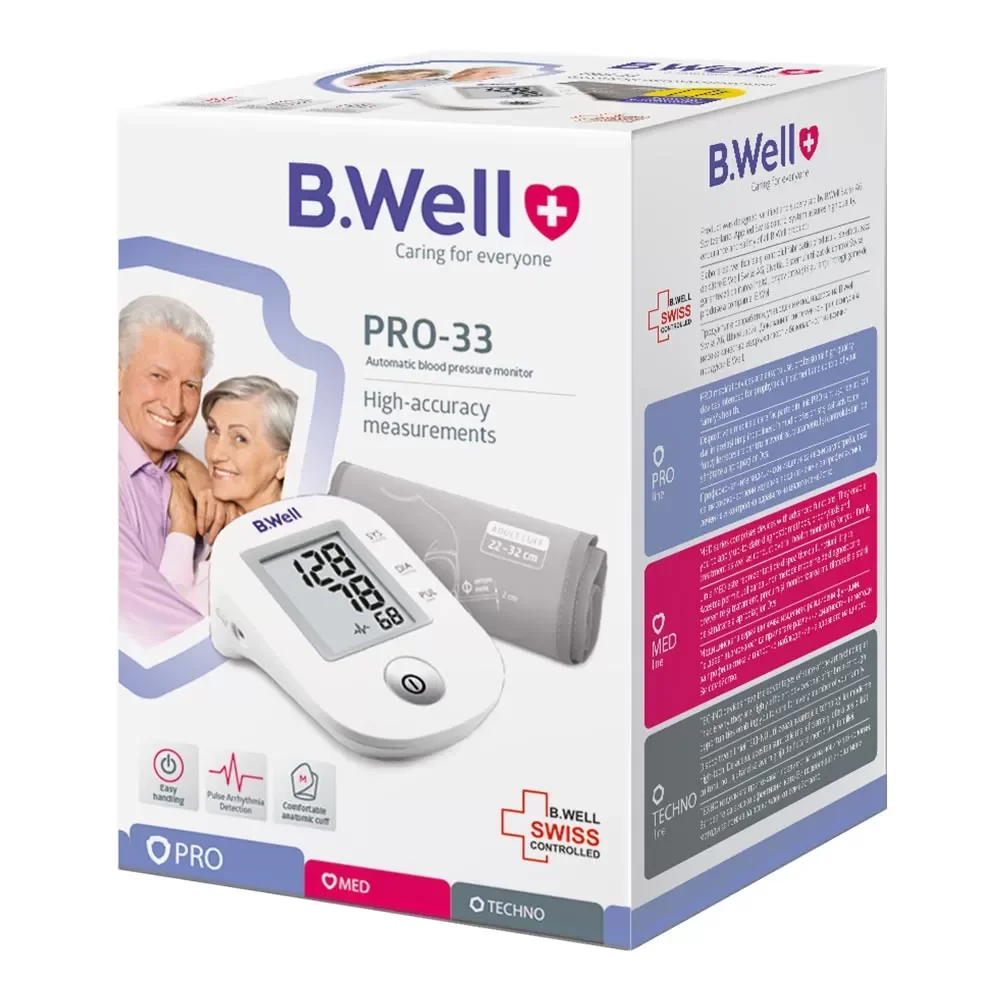 Tensiometru automat pentru brat manseta marimea M-L cu adaptor PRO-33, 1 bucata, B.Well