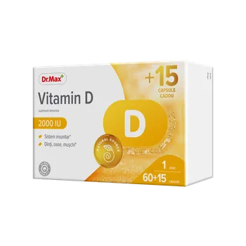 Dr.Max Vitamina D 2000UI, 60 + 15 capsule moi 