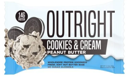 Baton proteic cu aroma de biscuiti cu crema si unt de arahide, 60g, Outright