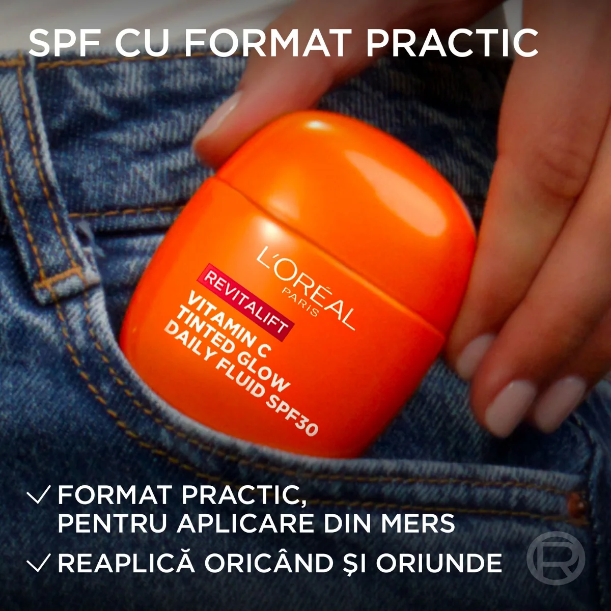 Fluid colorat cu factor de protectie solara SPF30 Revitalift Vitamin C Tinted Glow, 40ml, L'Oreal Paris