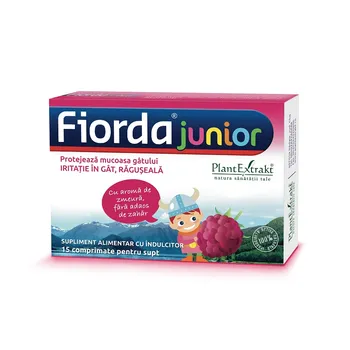 Fiorda Junior cu aroma de zmeura, 15 comprimate, PlantExtrakt 