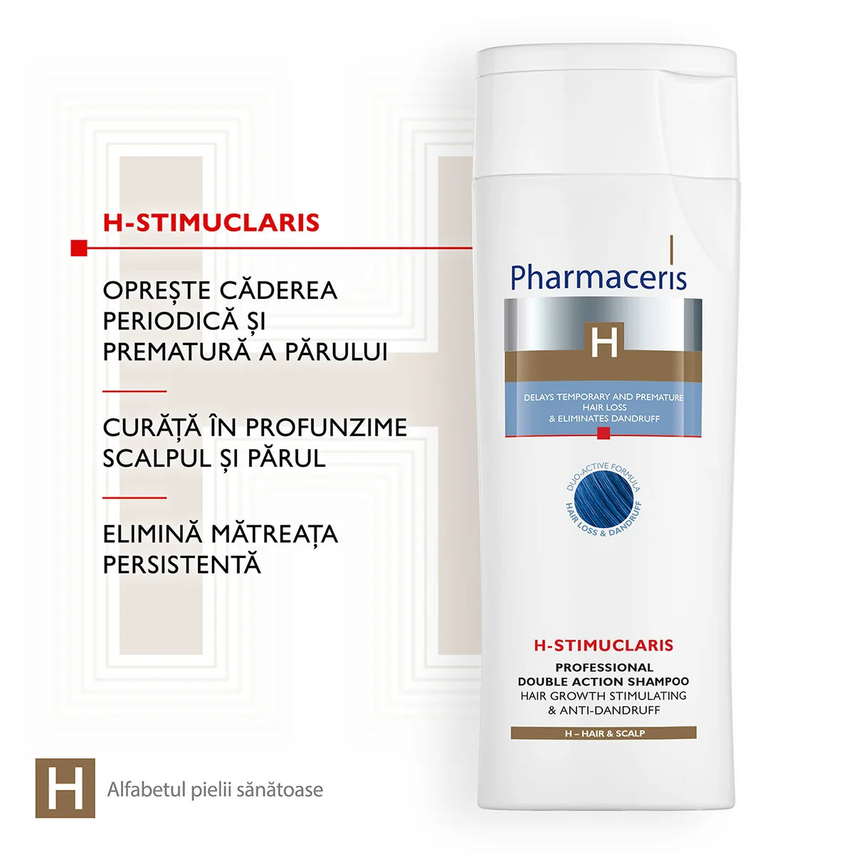 Sampon pentru stimularea cresterii parului si antimatreata Stimuclaris H, 250ml, Pharmaceris