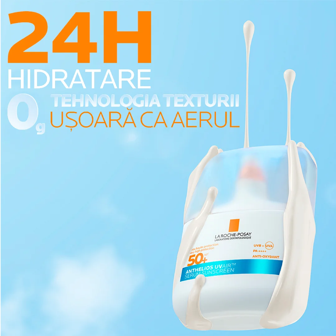 Serum solar cu protectie impotriva radiatiilor UV si a poluarii SPF 50+ Anthelios UVAir, 50ml, La Roche-Posay