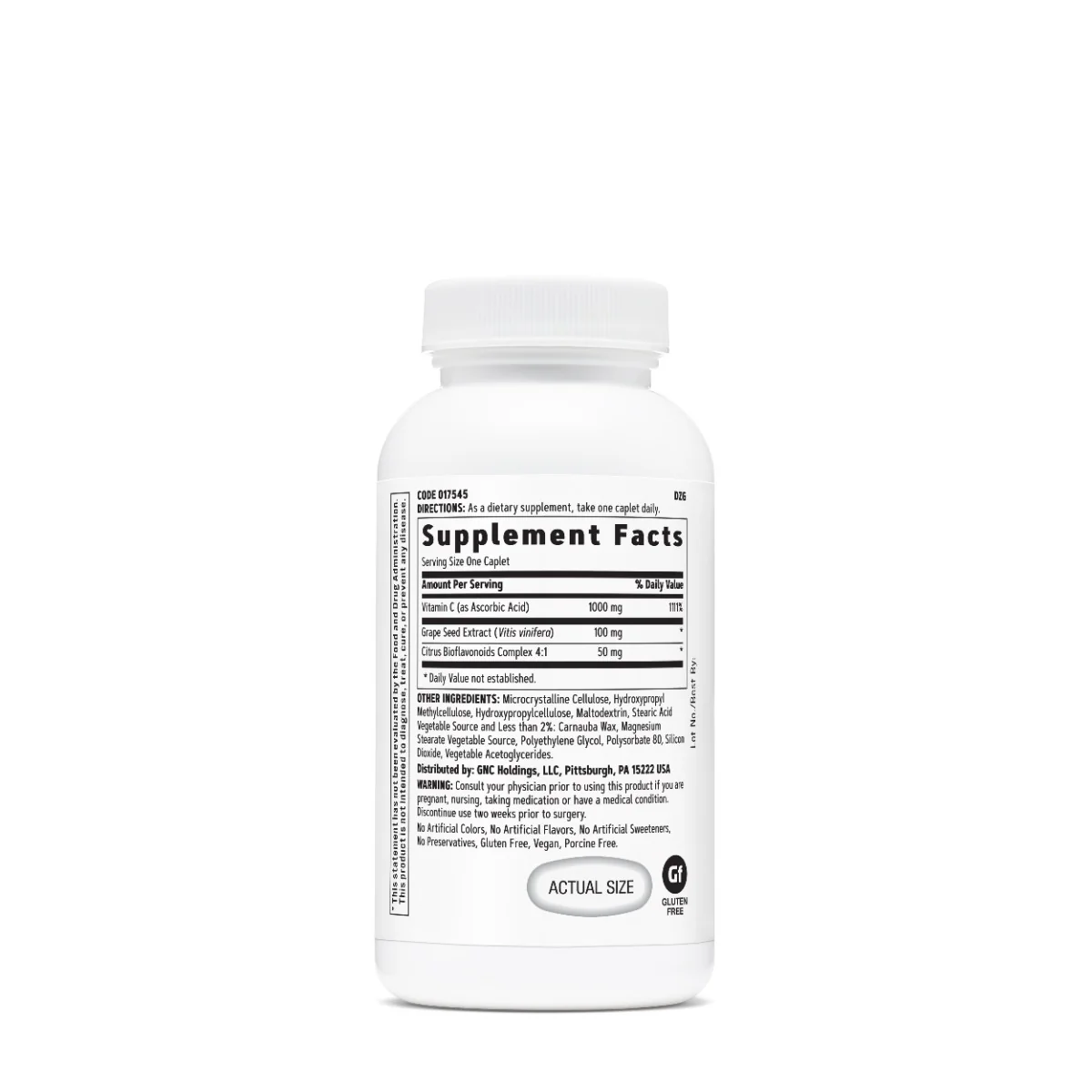 Vitamina C 1000mg cu Bioflavonoide si Extract din Seminte de Struguri cu Eliberare Prelungita, 30 tablete, GNC