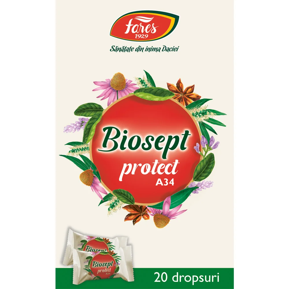 Biosept Protect A34, 20 dropsuri, Fares