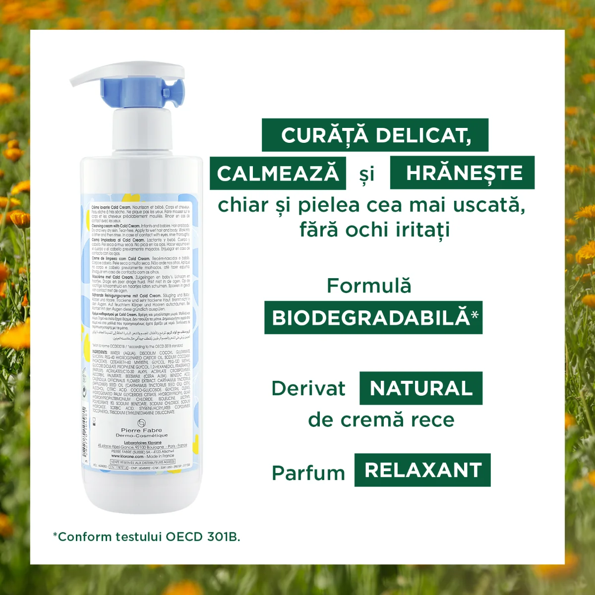 Crema de curatare ColdCream, 500ml, Klorane Bebe