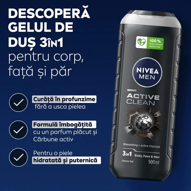 Gel de dus Active Clean, 500ml, Nivea