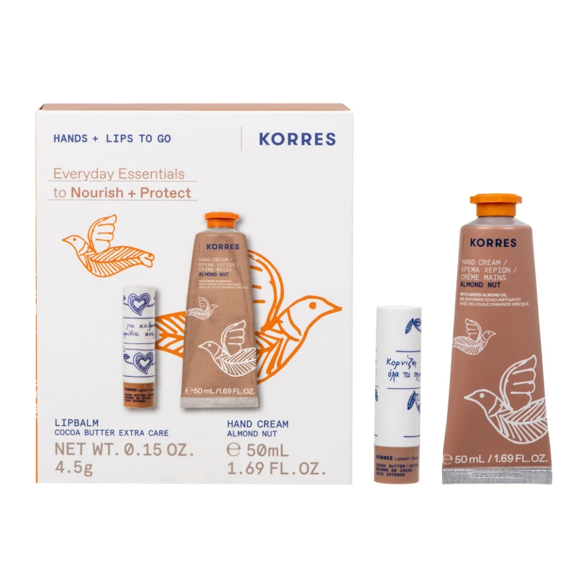 Pachet Everyday Essentials Balsam de buze 4.5g + Crema de maini 50ml, Korres