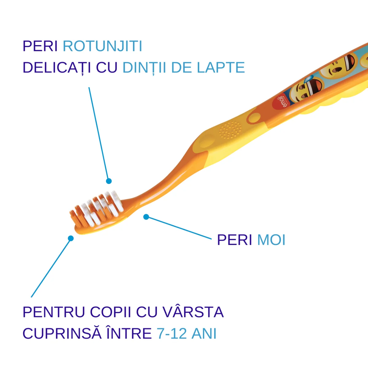 Periuta de dinti pentru copii intre 7-12 ani Junior Emoji, 1 bucata, Elgydium