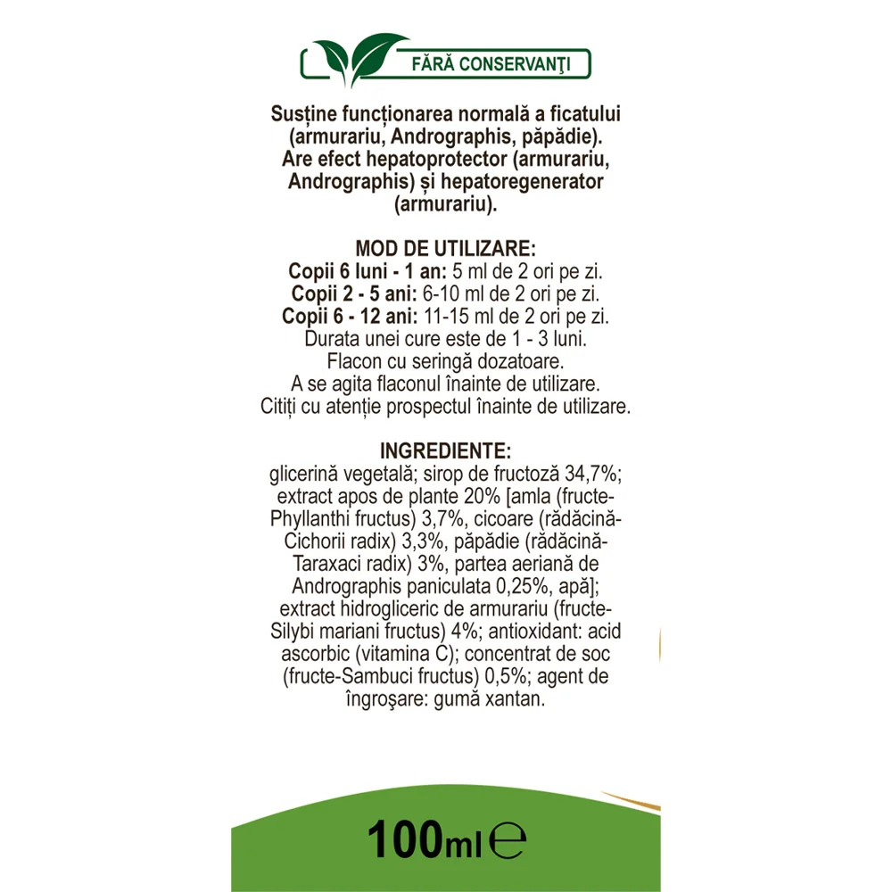 Sirop cu fructoza Hepatofit, 100ml, Fares