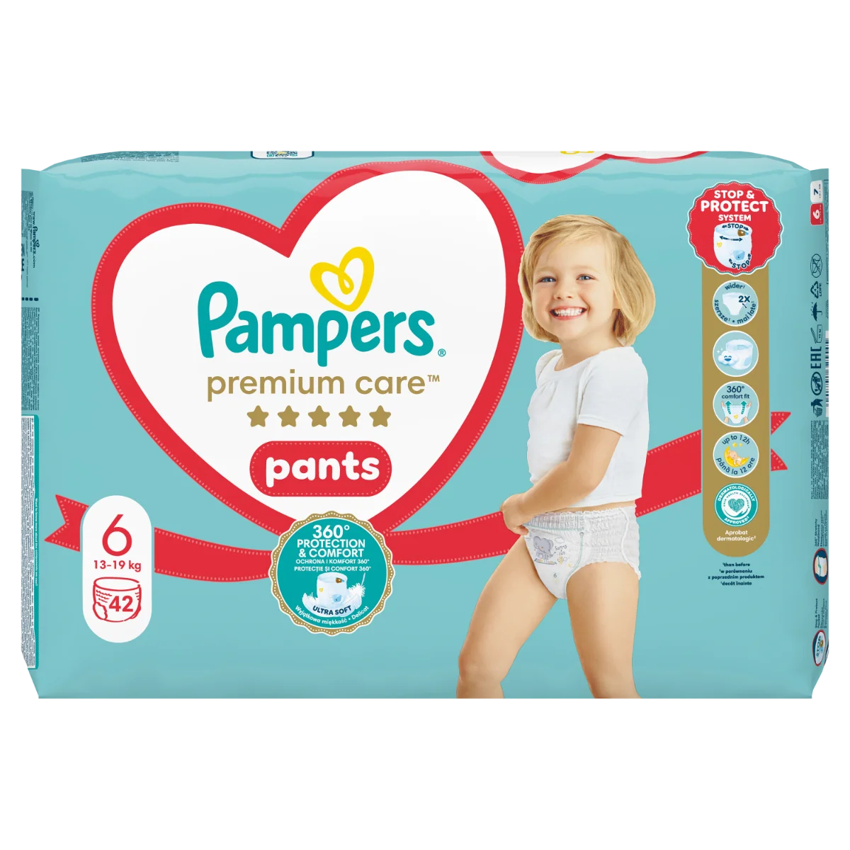 Scutece Premium Care Pants Nr.6 pentru 13-19 kg, 42 bucati, Pampers