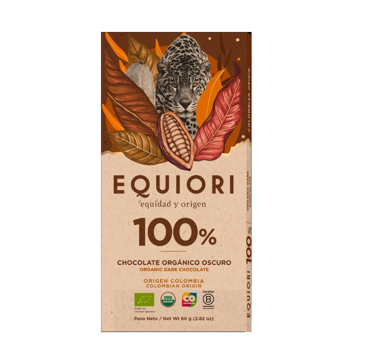 Eco Dark Chocolate 100% cacao, 80g, Equiori
