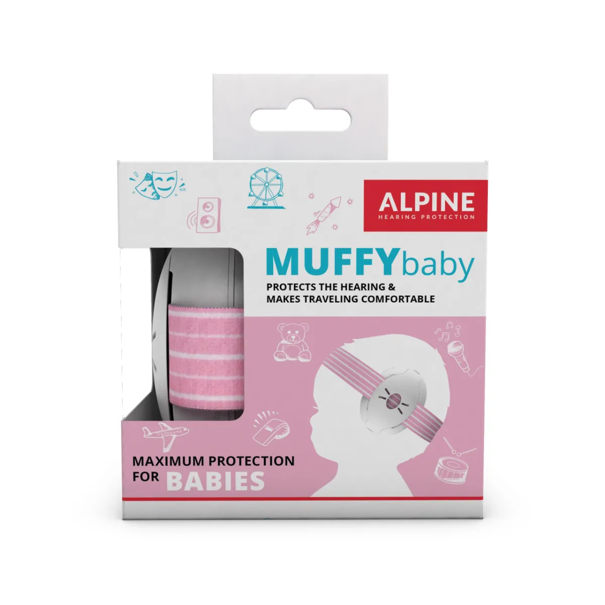 Casti antifonice pentru bebelusi de la 0-3 ani Muffy Baby Pink ALP24951, 1 bucata, Alpine