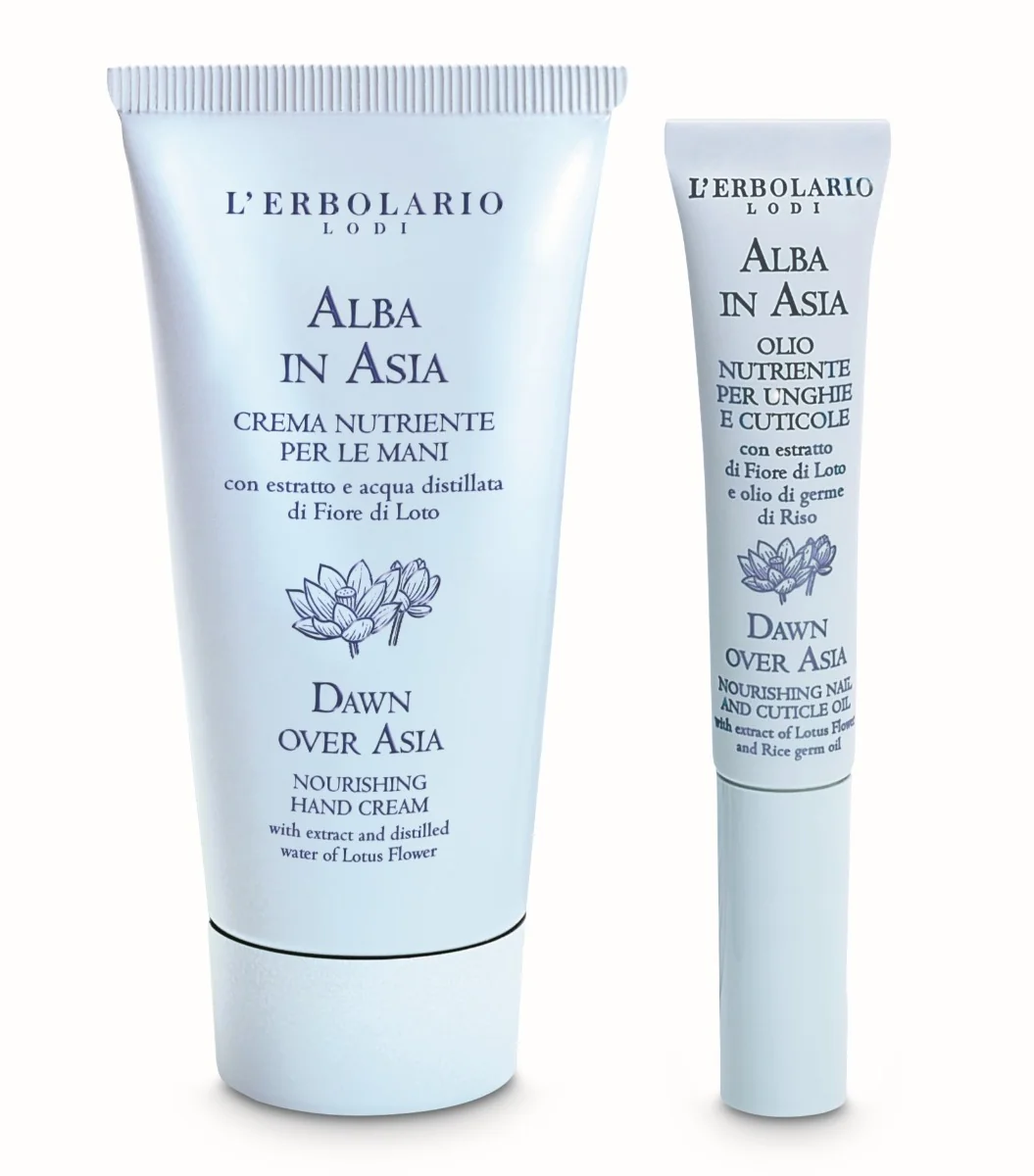 Kit Fabulous Hand Dawn over Asia Crema de maini 50ml + Ulei de unghii si cuticule 7,5ml, L'Erbolario