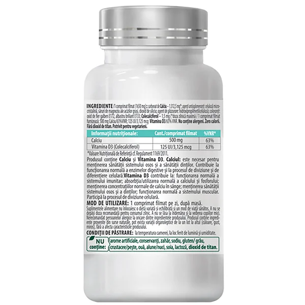 Calciu cu Vitamina D3, 30 tablete, Cosmopharm