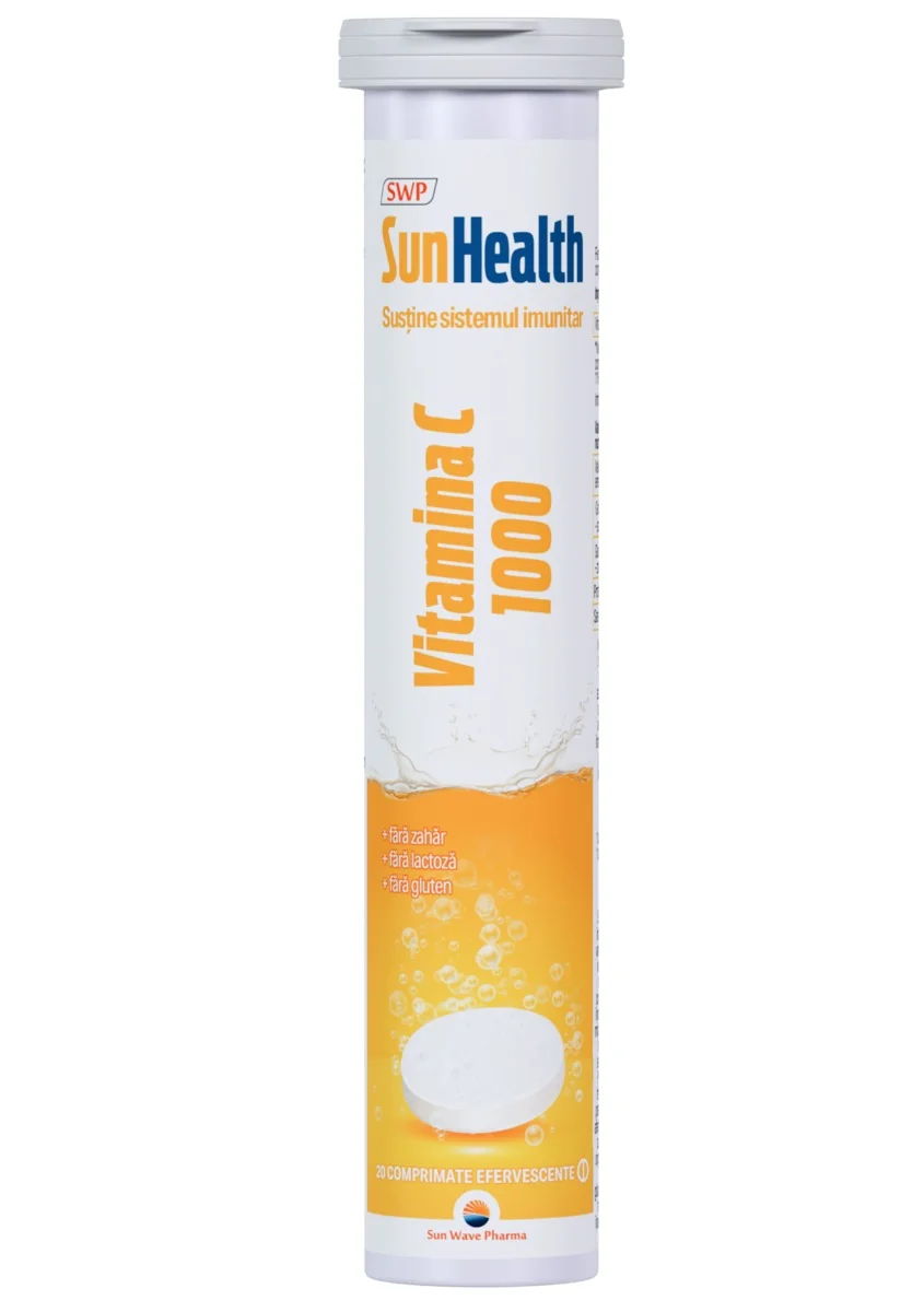 Vitamina C 1000mg Sun Health, 20 comprimate efervescente, Sun Wave Pharma