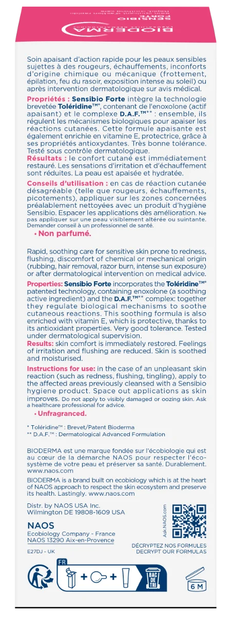 Crema Sensibio Forte, 40ml, Bioderma