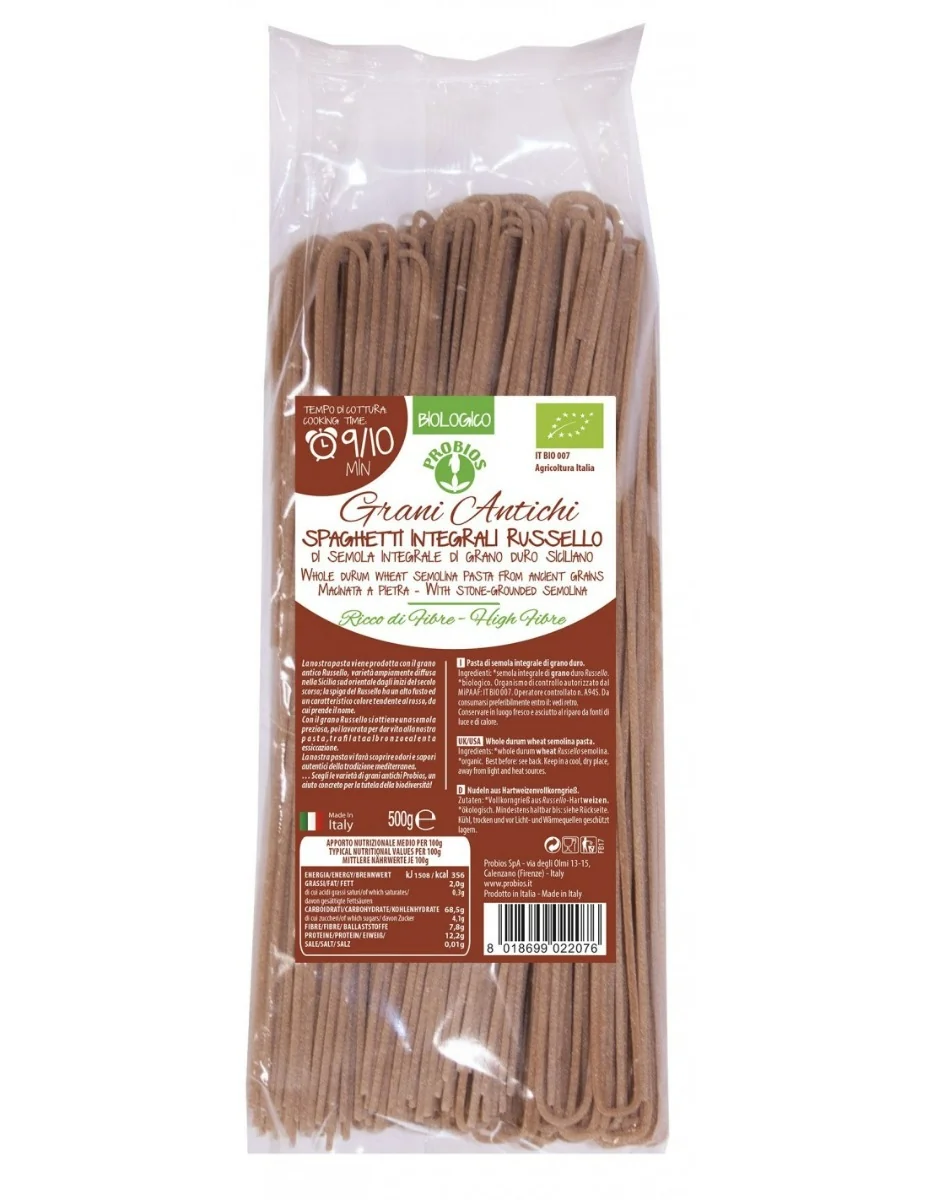 Spaghetti din grau integral antic Russello, 500g, Probios
