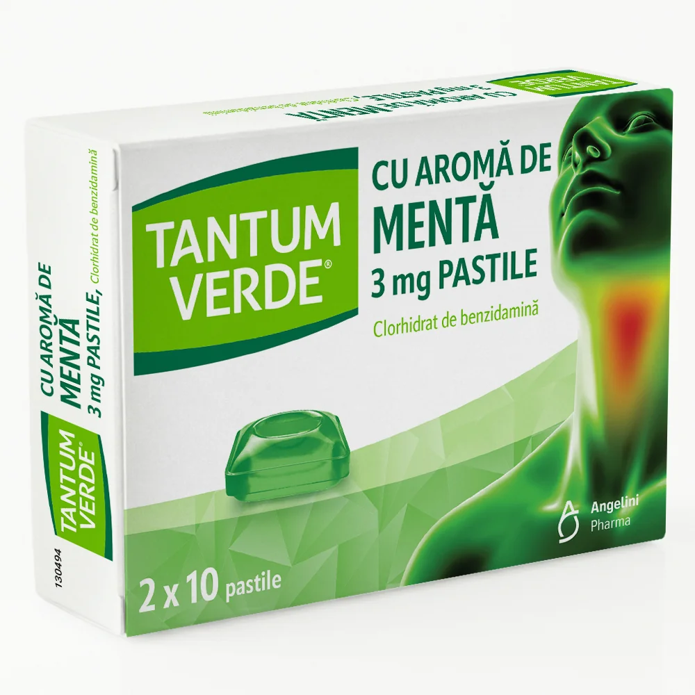 Tantum Verde cu aroma de menta 3 mg, 20 pastile, Angelini