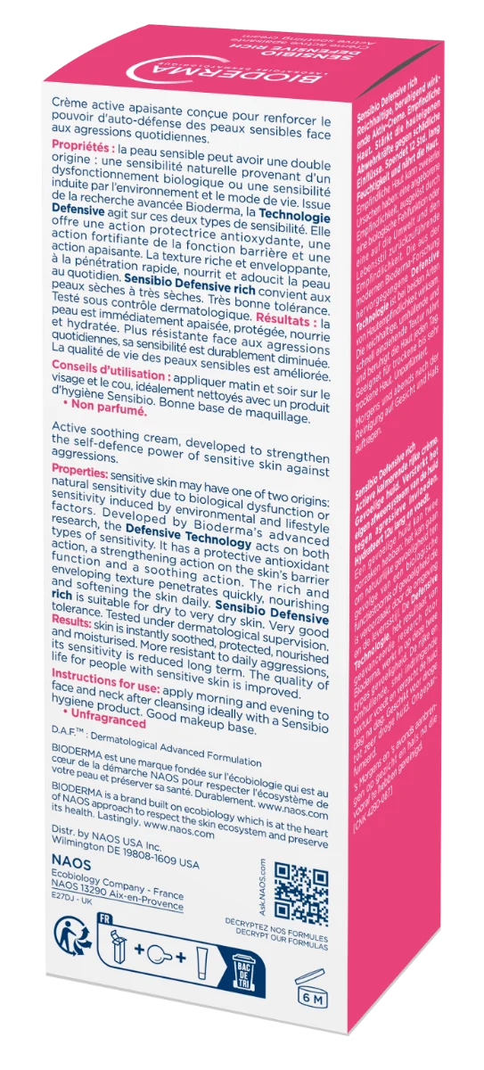 Crema calmanta Sensibio Defensive Rich, 40ml, Bioderma