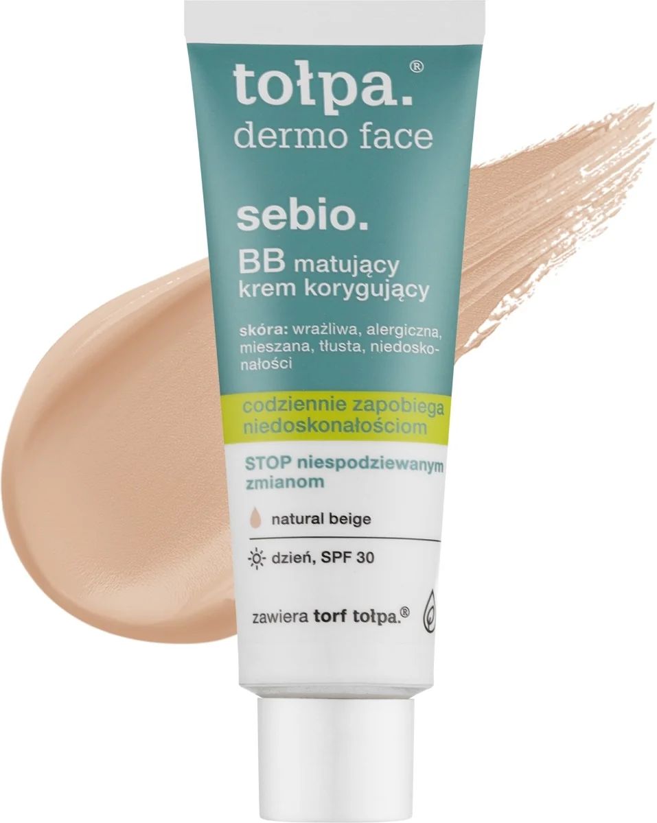 BB cream matifiant SPF30 pentru ten gras si acneic Dermo Face Sebio, 40ml, Tołpa