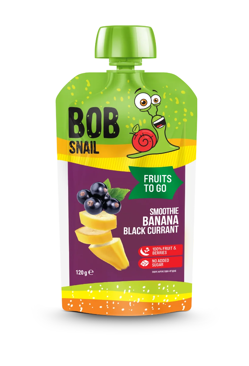 Smoothie cu banana si coacaze negre, 120g, Bob Snail