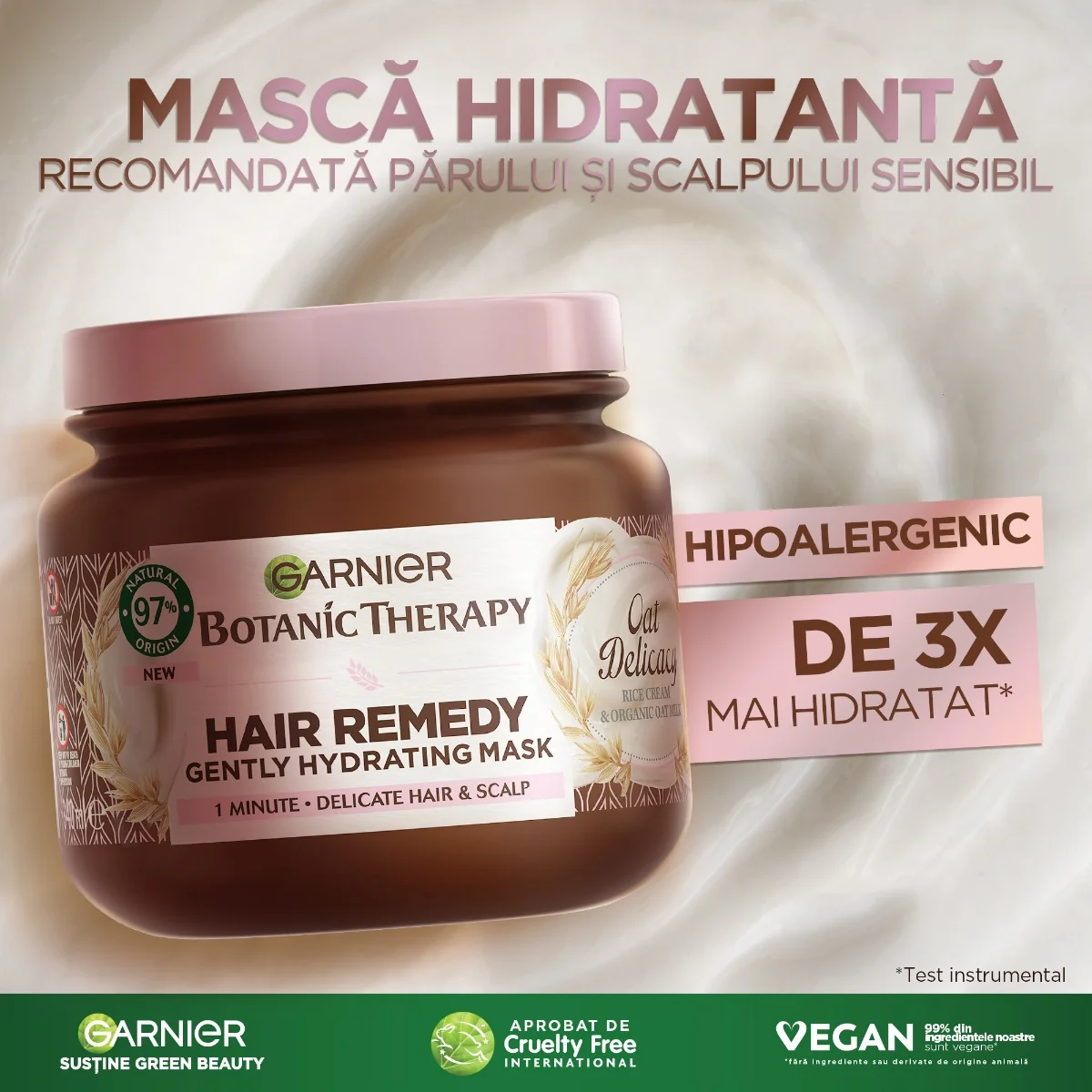 Masca pentru par si scalp sensibil Oat Delicacy Botanic Therapy, 340ml, Garnier