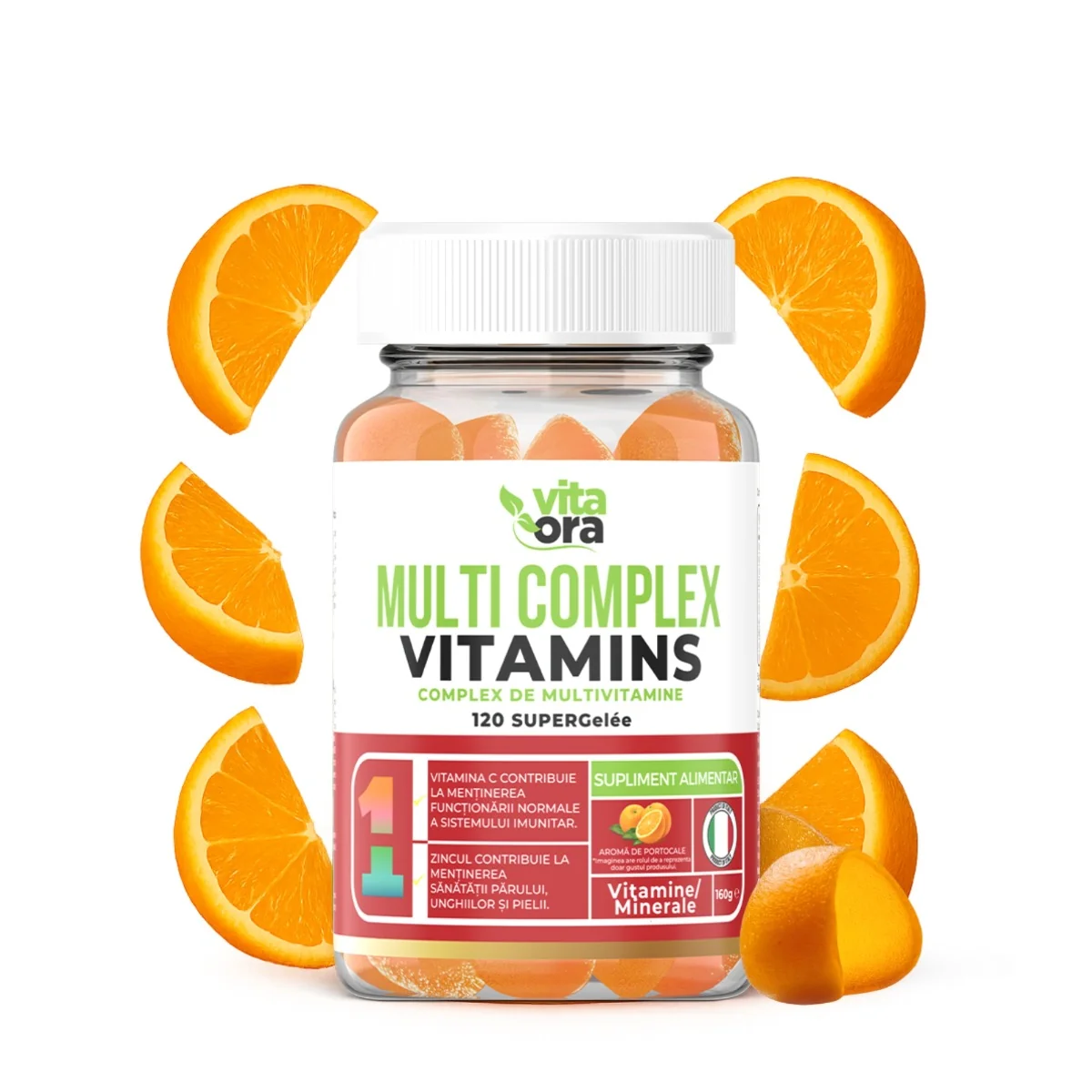 Complex de multivitamine cu aroma de portocale, 120 jeleuri, Vita Ora