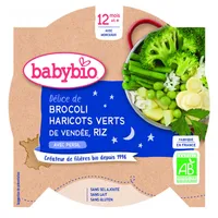 Meniu brocoli, fasole verde si orez Bio, 230g, BabyBio