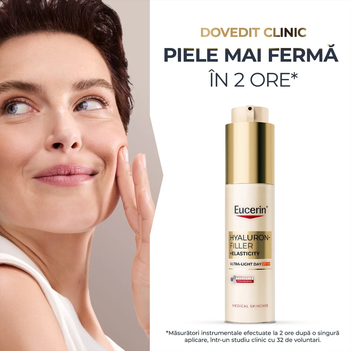 Crema de fata ultra lejera Hyaluron Filler+Elasticity SPF50+, 50ml, Eucerin