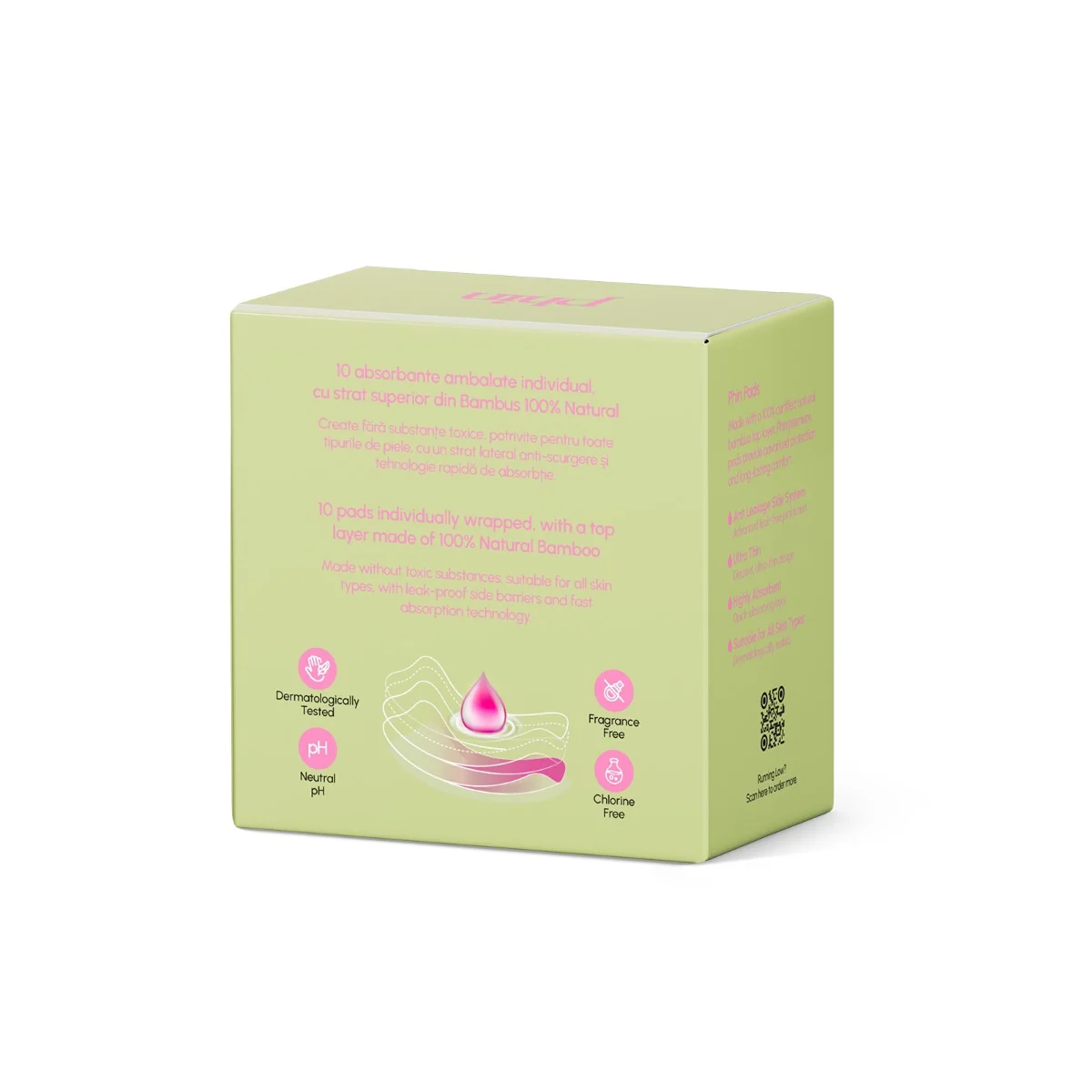 Absorbante pentru zi din bambus natural, 10 bucati, Phin 