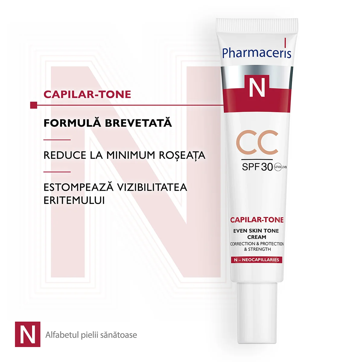 Crema de fata CC SPF30 Capilar-Tone N, 40ml, Pharmaceris