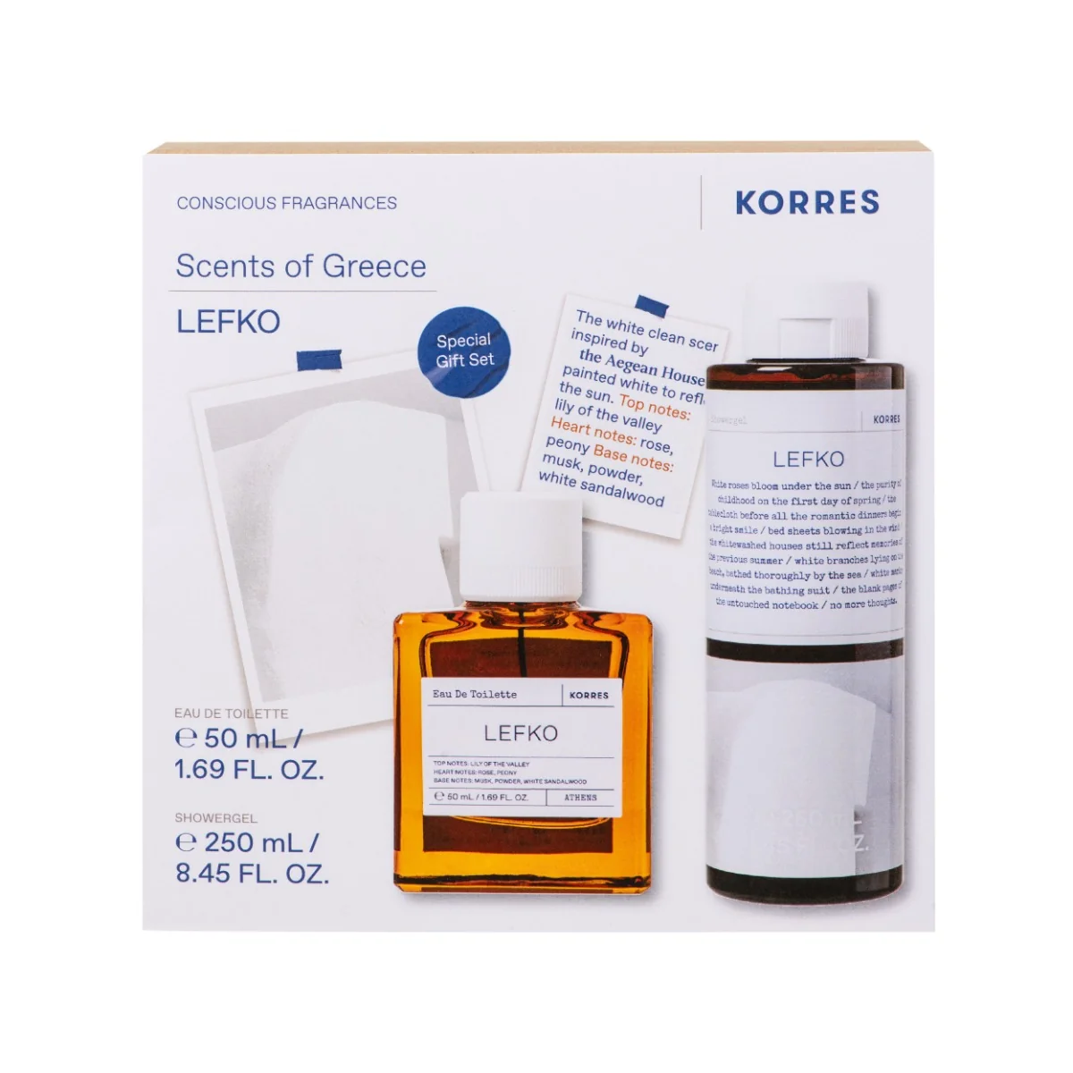 Pachet Lefko 2025 Apa de toaleta 50ml + Gel de dus 250ml, Korres