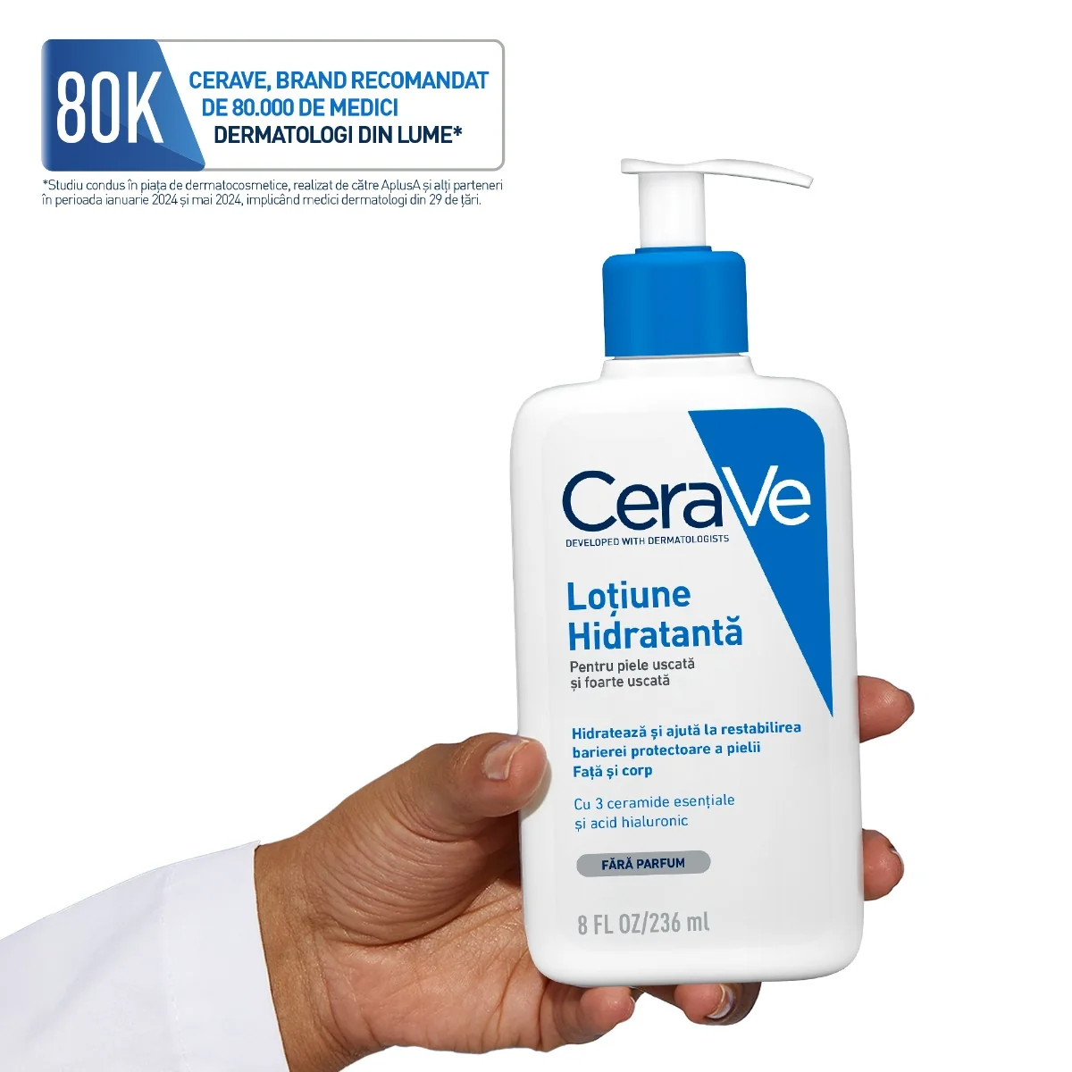 Lotiune hidratanta de fata si corp pentru piele uscata si foarte uscata, 236ml, CeraVe