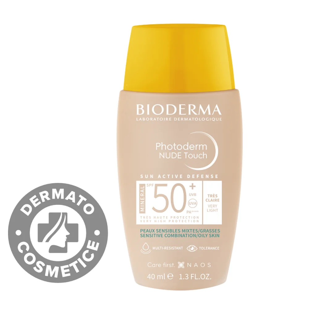 Fluid Nude Touch Mineral pentru ten foarte deschis SPF50+ Photoderm, 40ml, Bioderma