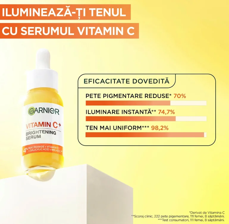Serum cu Vitamina C si efect de stralucire Skin Naturals, 30ml, Garnier