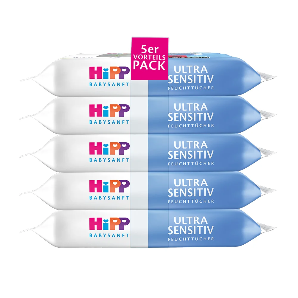 Servetele umede Ultra Sensitiv, 5 pachete x 48 bucati, Hipp