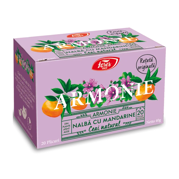 Ceai de nalba cu mandarine Armonie, 20 plicuri, Fares