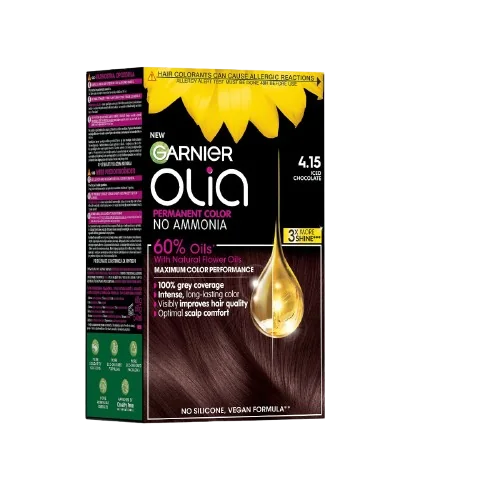 Vopsea de par permanenta fara amoniac 4.15 Iced Chocolate Olia, 174ml, Garnier
